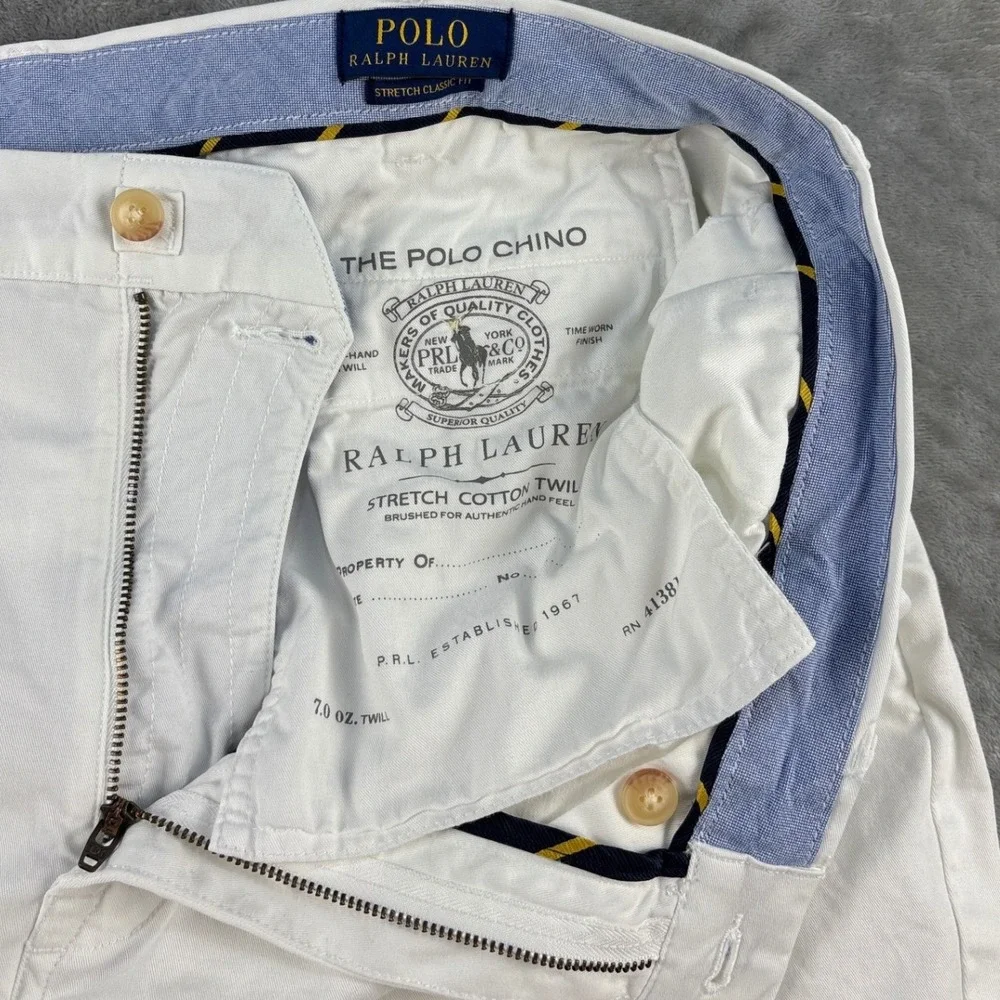Polo Ralph Lauren Shorts Mens 38 Stretch Classic Fit White Chino Cotton EUC